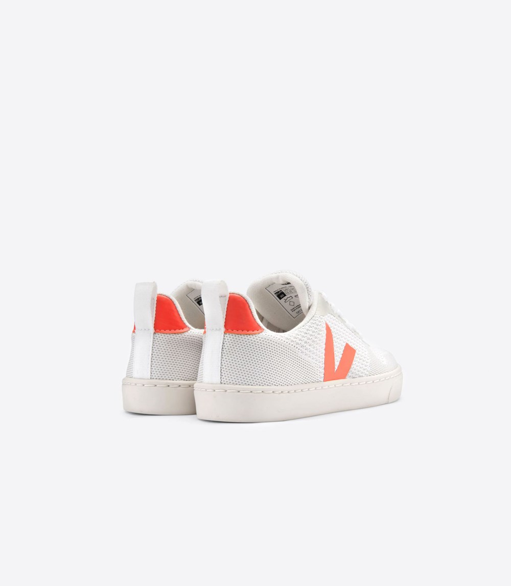 Veja Trainers Kids White/Orange - V-10 Malha - QCMS-54078